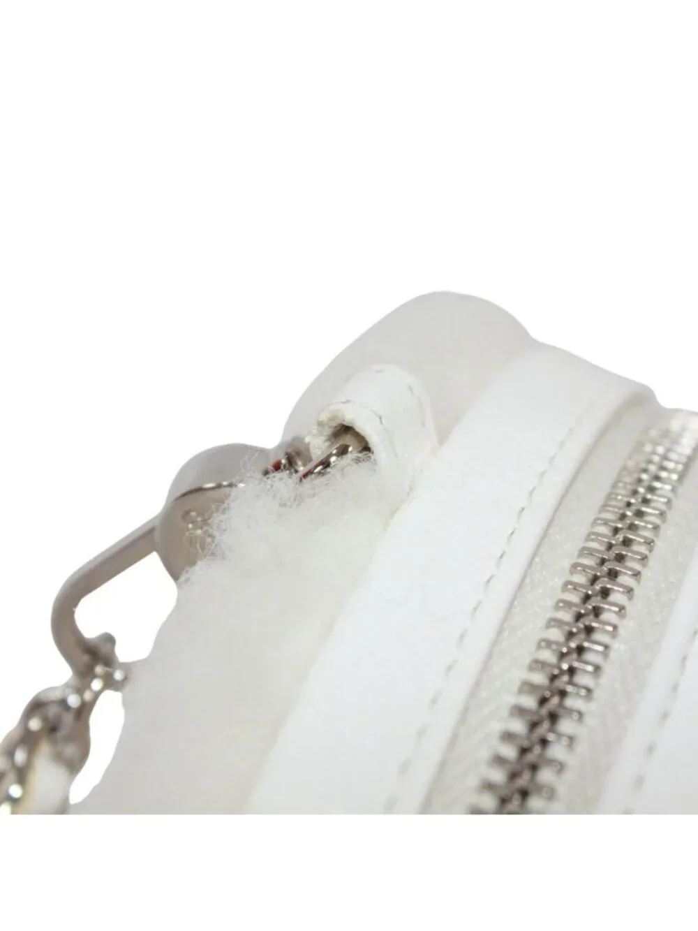 Chanel Coco Neige Ge Chain Pouch Fleece Leather White Shoulder Bag Silver